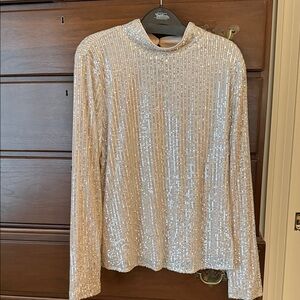 Light tan Sequin Long Sleeve Top
